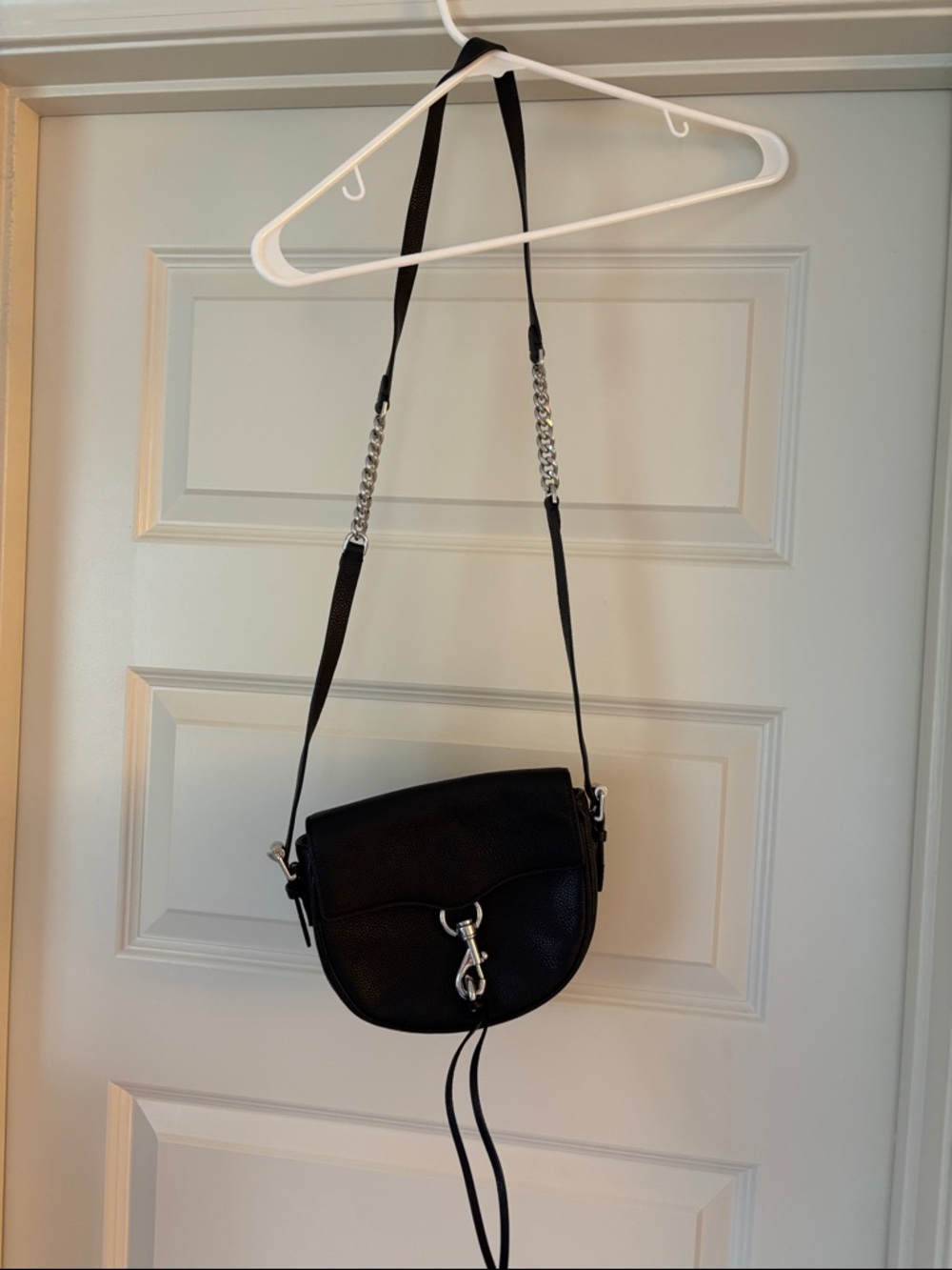 Rebecca Minkoff Black Women's Crossbody Saddle Bag with Chain Strap